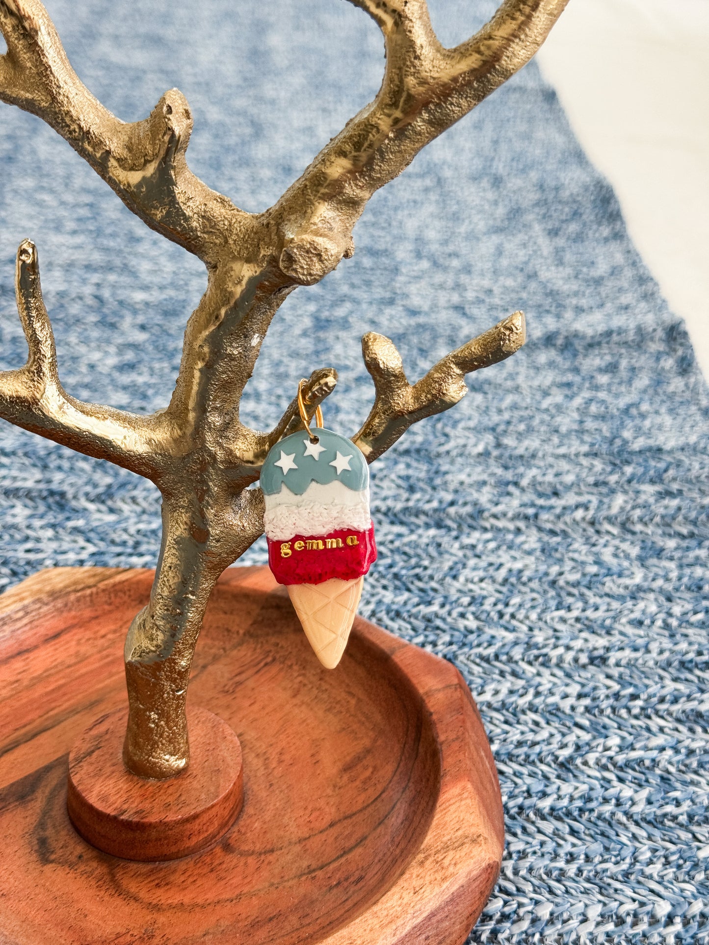 Red White and Blue Ice Cream Pet ID Tag