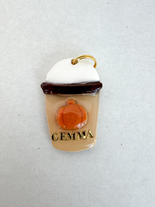 Pumpkin Spice Latte - Clay Pet ID Tag