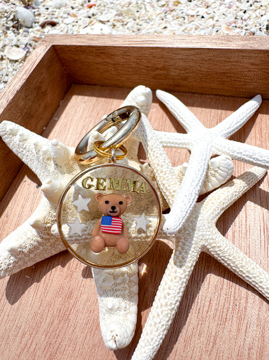 Patriotic Teddy Pet ID Tag
