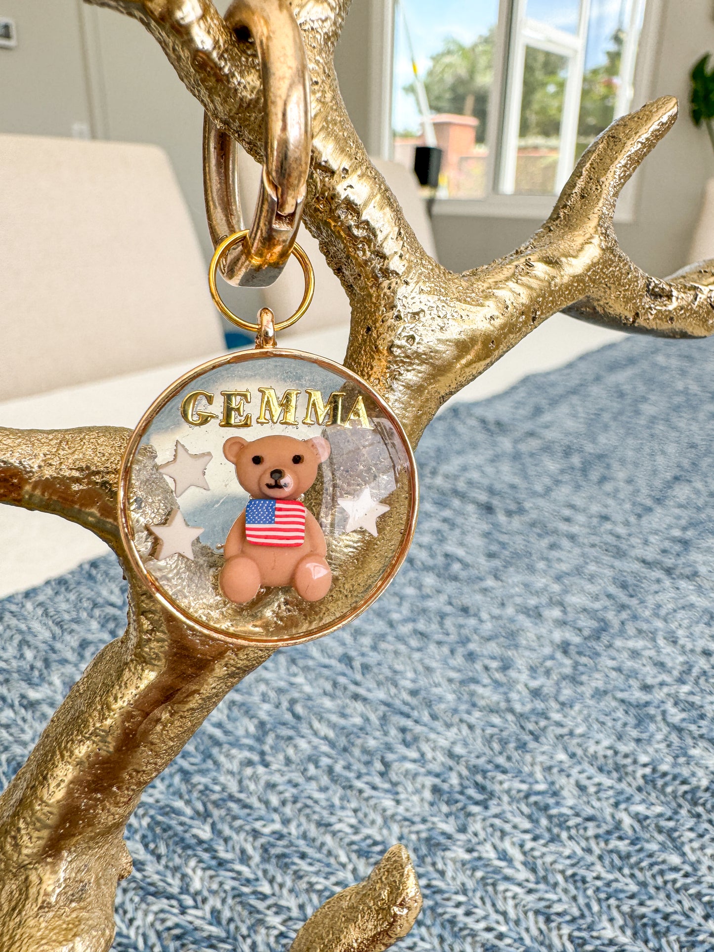 Patriotic Teddy Pet ID Tag