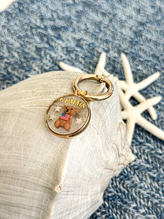 Patriotic Teddy Pet ID Tag